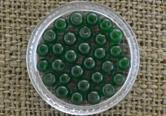 71227 Koralik szklany perełka gładka transparentna 4mm zielona 30szt