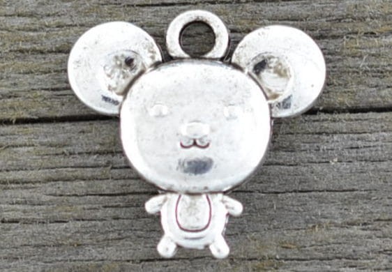 307129 Zawieszka mała myszka w kolorze starego srebra 2szt 