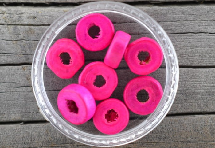 87345 Koraliki drewniane różowe 8mm 30szt