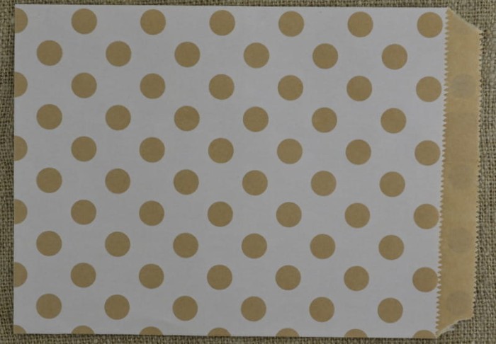 [73461] Torebka papierowa biała w szare kropki 2szt