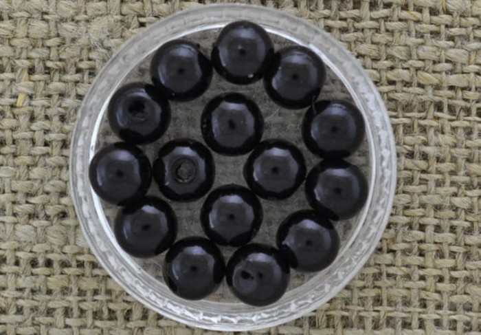 70221 Koralik akrylowy perełka czarna 6mm 50szt 