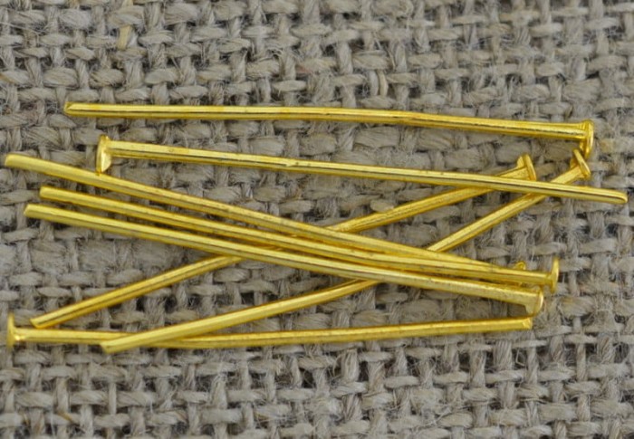 [20905] Szpilki biżuteryjne kolor złoty 30mm 80szt