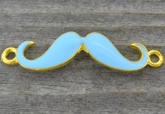 21237 Element ozdobny łącznik wąsy emaliowane w kolorze błękitnym
