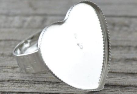 [50345] Baza pierścionka srebrna tarcza serce 20mm