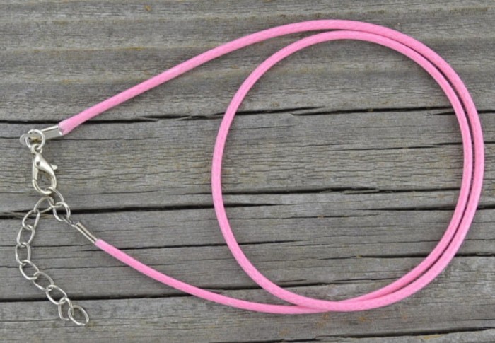 15104 Baza naszyjnika sznurek woskowany różowy jasny