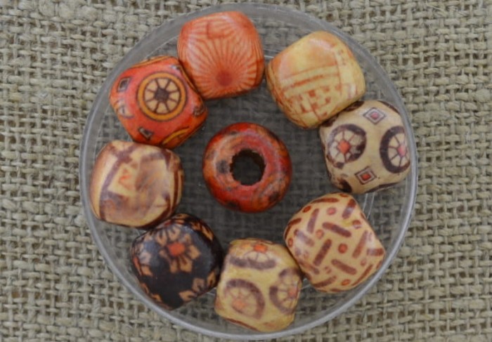 Koralik drewniany mix wzorów 12mm 5szt