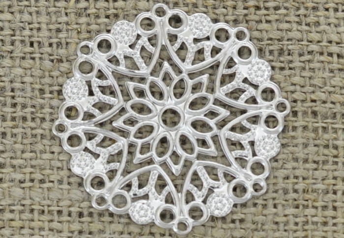 {312172} Element ozdobny ażurowy w kolorze srebrnym 35mm