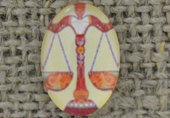  046364 Kaboszon szklany z obrazkiem 14*10mm znaki zodiaku- Waga