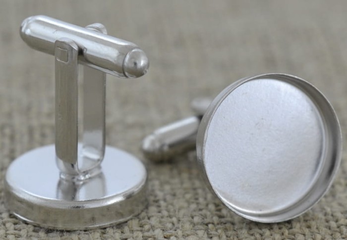 [31702] Bazy spinek do mankietów srebrne kaboszon 16mm