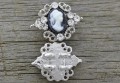 31239 Element ozdobny łącznik kamea z cyrkoniami w kolorze srebra