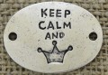 {312169} Element ozdobny łącznik "KEEP CALM AND" w kolorze srebrnym