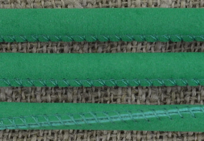 [737146] Rzemień za skóry ekologicznej szyty 6mm w kolorze zielonym 50cm