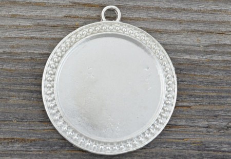 [30107] Baza medalionu kolor srebra kaboszon 30mm
