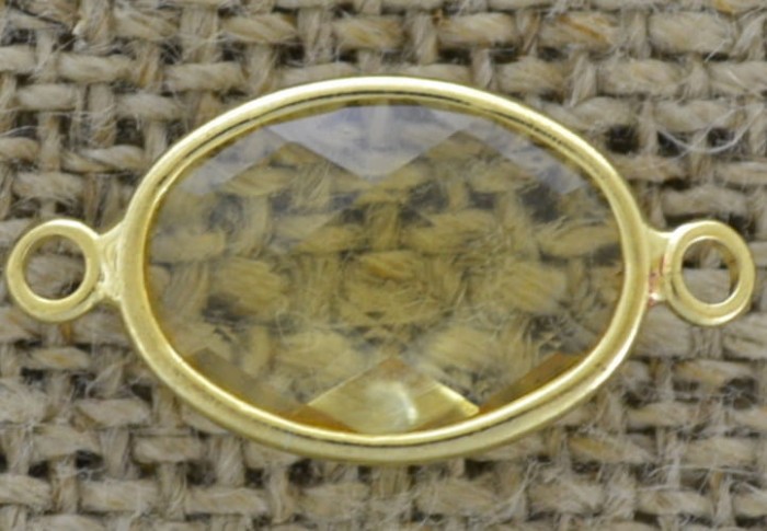 [21289] Element ozdobny łącznik z cyrkonią w kolorze żółtym