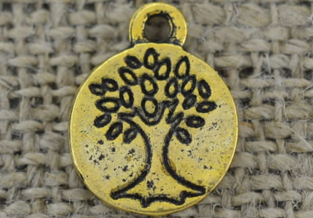 20796 Zawieszka mała moneta drzewko w kolorze złotym