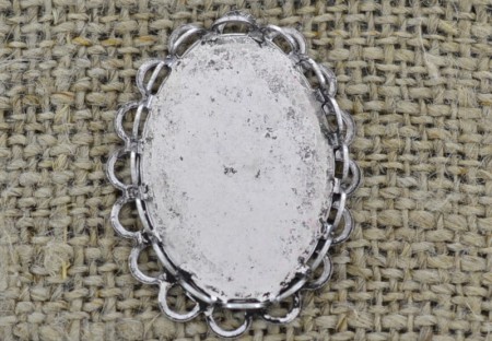 [30170] Baza medalionu srebrna na kaboszon 25*18mm