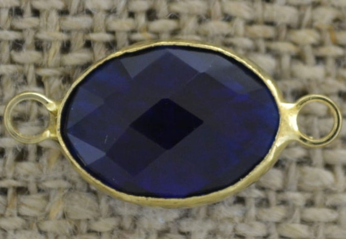 [21296] Element ozdobny łącznik z cyrkonią w kolorze chabrowym