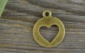 10782 Zawieszka mała moneta z wyciętym serduszkiem w kolorze brązu 3szt