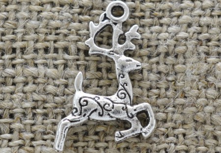 [ś07255] Zawieszka mała renifer kolor srebrny 3szt