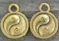 20771 Zawieszka mała moneta jing jang w kolorze złotym 3szt