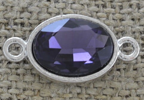 [31221] Element ozdobny łącznik cyrkonią w kolorze fioletowym 