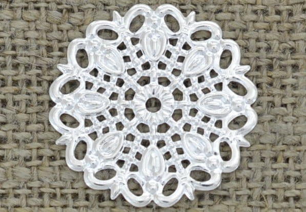 {312173} Element ozdobny ażurowy w kolorze srebrnym 25mm