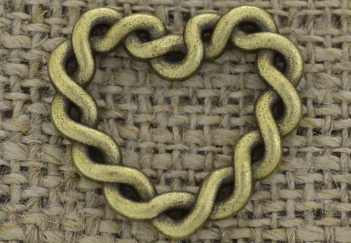 [11226] Element ozdobny serce plecione w kolorze brązu 