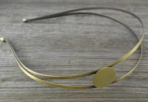 10516 Klasyczna opaska do włosów podwójna w kolorze brązu na kaboszon 20mm