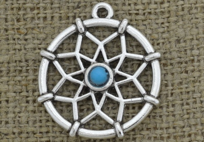 [307485] Zawieszka rozeta z koralikiem kolor srebrny