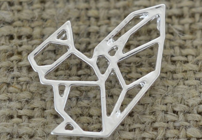 [307456] Zawieszka mała wiewiórka origami w kolorze srebrnym