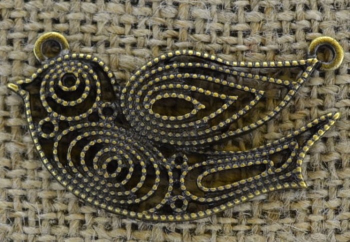 11296 Element ozdobny łącznik ptaszek w kolorze brązu