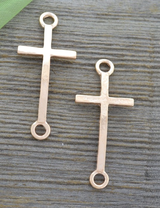 {-1203} Element ozdobny łącznik krzyżyk w kolorze miedzi