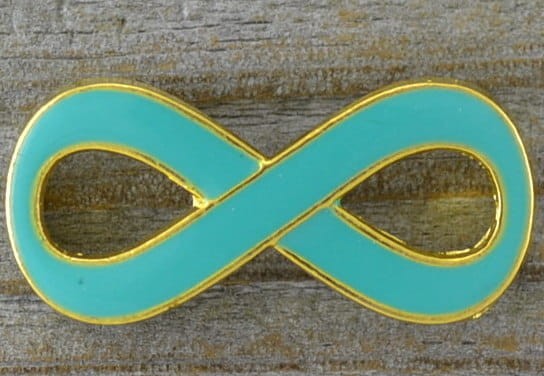 Element ozdobny łącznik znak nieskończoności emaliowany turkusowy