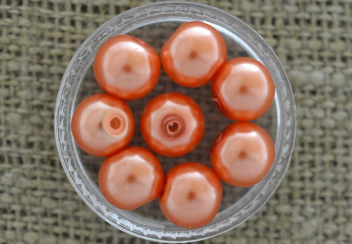 70414 Koralik szklany perełka gładka 8mm łososiowa 10szt