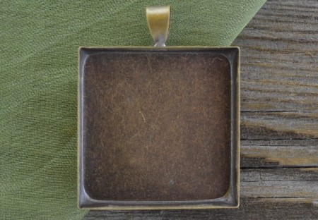 [10189] Baza medalionu brąz kaboszon kwadrat 25mm