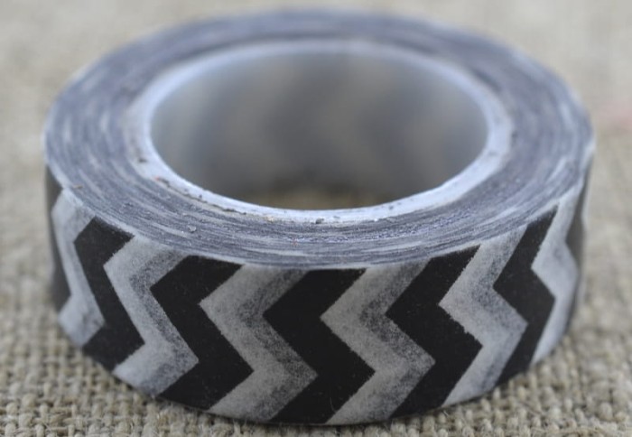 60609 Taśma papierowa samoprzylepna washi tape czarna 10m