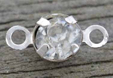 31241 Element ozdobny łącznik cyrkonią w kolorze srebra 3szt