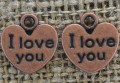 -0713 Zawieszka mała serce I love you w kolorze miedzi 5szt