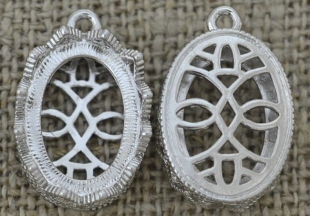 [30117] Baza medalionu w kolorze srebra kaboszon 18*13mm