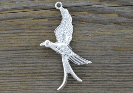 [30861] Zawieszka duża ptak w kolorze srebrnym