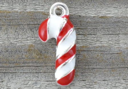 [ś07158] Zawieszka laska świąteczna czerwone paski