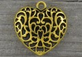 20802 Zawieszka duża serce ażurowe w kolorze starego złota