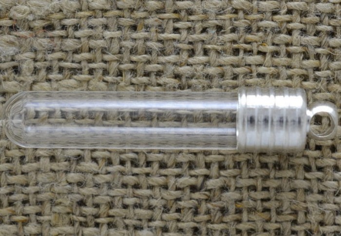 61495 Forma szklana fiolka z korkiem i krawatką 34*6mm