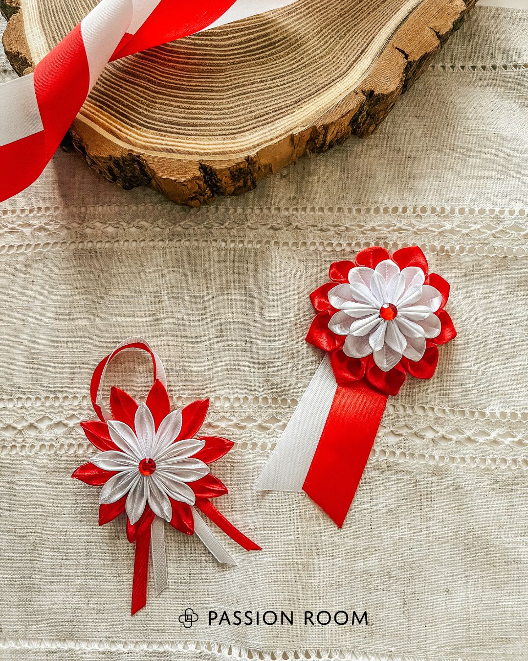 Kotyliony wykonane techniką kanzashi